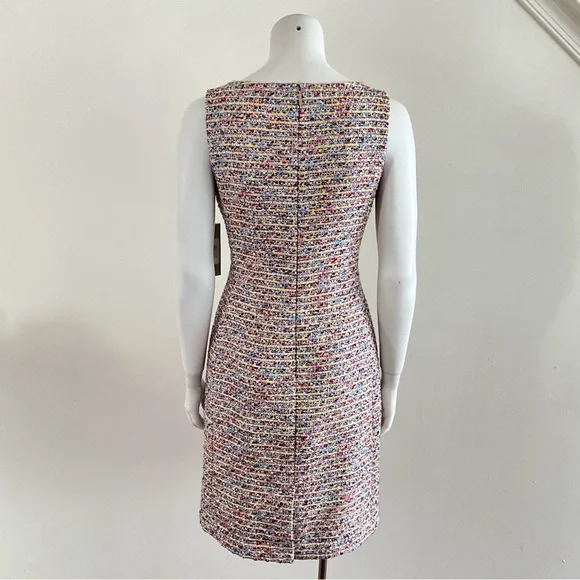 Karl Lagerfeld Paris Tweed Sleeveless Dress Fringe 6 - Picture 3 of 12